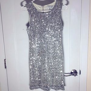 forever 21 medium silver sequins sleeveless mini dress